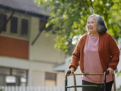 A person walking with a walker