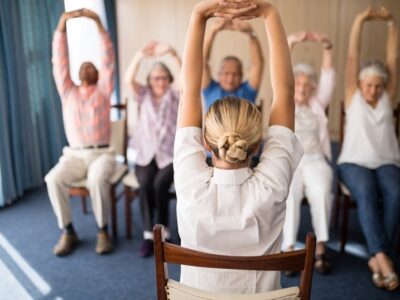 A group of people doing exercises